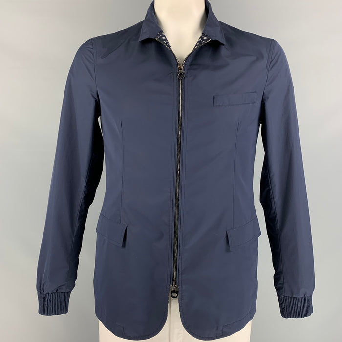 SALVATORE FERRAGAMO Size 38 Navy Polyester Zip Up Jacket