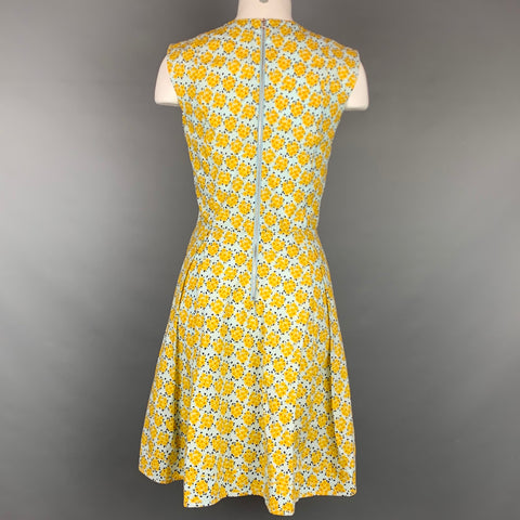 SUNO Size 4 Yellow & White Poplin Floral Cotton Sleeveless Dress