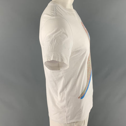 PAUL SMITH Size L White Blue Red Cartoon Cotton T-shirt
