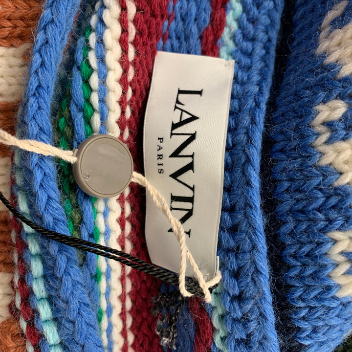 LANVIN Size L Multi-Color Jacquard Pattern JL Wool / Polyester Boat Neck Sweater