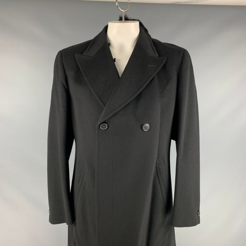 Z ZEGNA Size 46 Black Cashmere Double Breasted Coat