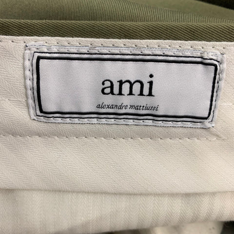 AMI by ALEXANDRE MATTIUSSI Size 40 Olive Cotton Notch Lapel Suit