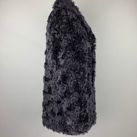 PAUL SMITH Size L Black Textured Mohair / Cotton Hook & Eye Closure Coat