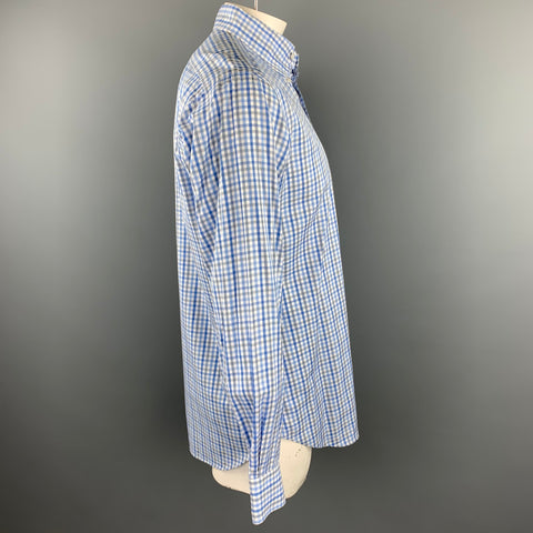 HAMILTON Size L Light Blue Plaid Cotton Button Down Long Sleeve Shirt
