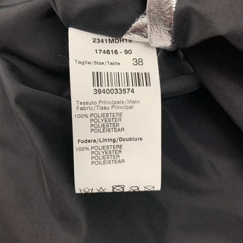 MSGM Size 2 Silver Polyester Quilted Detachable Hood Jacket