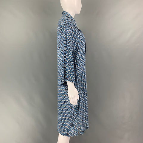 GERARD DAREL Size XL Blue &  White Silk Abstract Shirt dress Dress