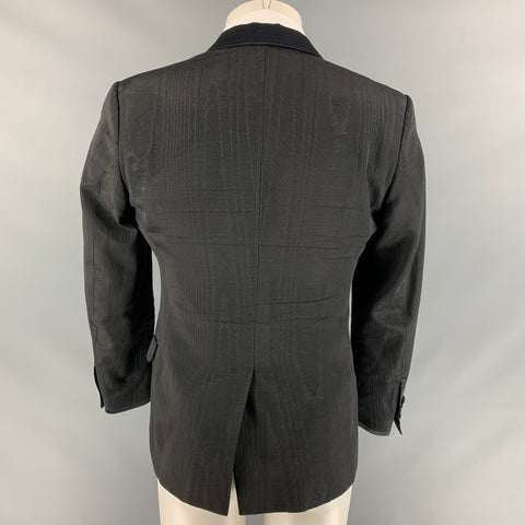 D&G by DOLCE & GABBANA Size 36 Black Jacquard Acetate Blend Peak Lapel Sport Coat