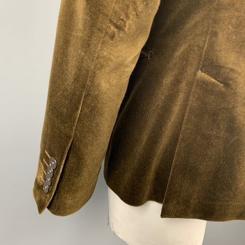 DOLCE & GABBANA Size 44 Brown Cotton Velvet Peak Lapel Sport Coat