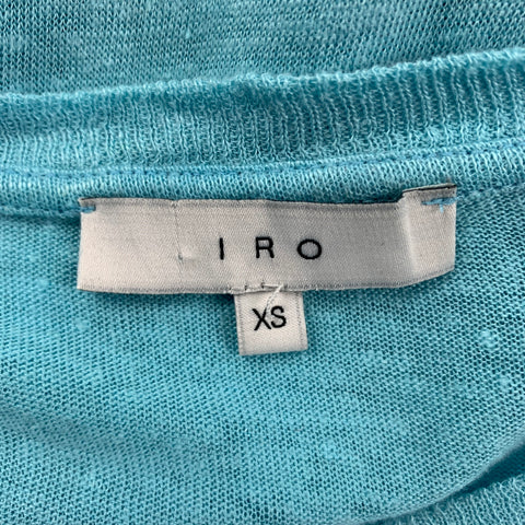 IRO Size XS Light Blue Distressed Linen Crew-Neck Clay T-shirt
