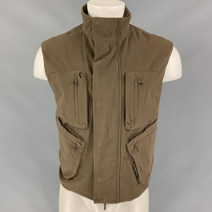 Vintage BURBERRY PRORSUM Size M Khaki Distressed Cotton Papua Vest
