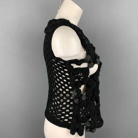 COMME des GARCONS TRICOT Taille M Noir &amp; Gris Crochet Pull Casual Top