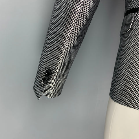 DSQUARED2 Size 36 Silver Checkered Polyester / Silk Peak Lapel Sport Coat