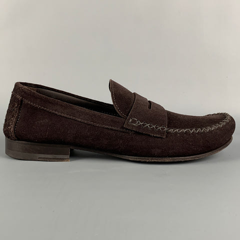 BOTTEGA VENETA Size 10 Brown Suede Penny Loafers