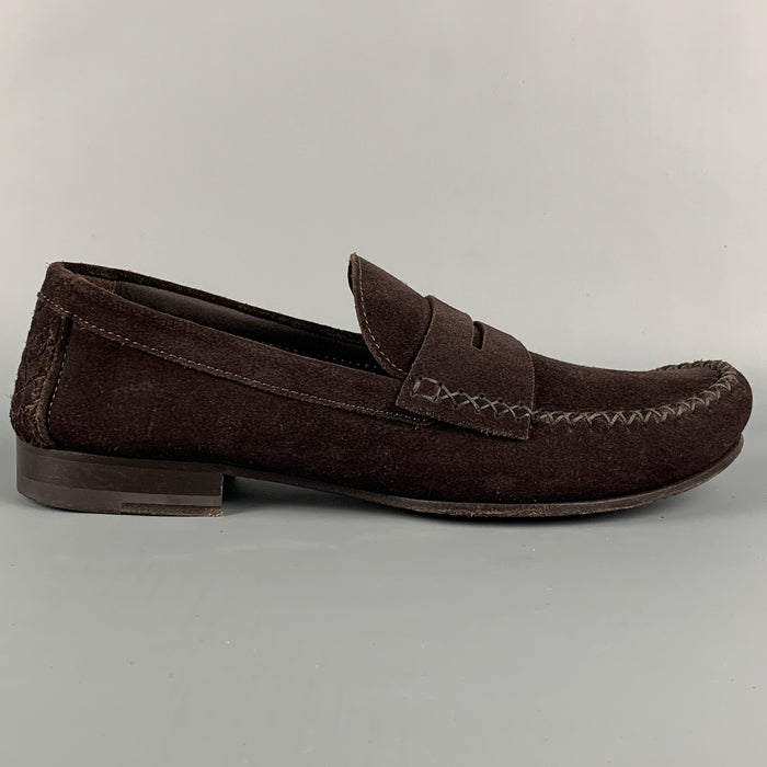 BOTTEGA VENETA Size 10 Brown Suede Penny Loafers