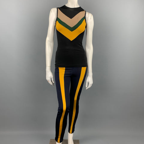 Vintage JUNIOR GAULTIER Conjunto de camiseta sin mangas con bloques de color negro y multicolor
