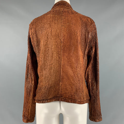 GIORGIO BRATO Size 6 Brown Perforated Button Up Jacket