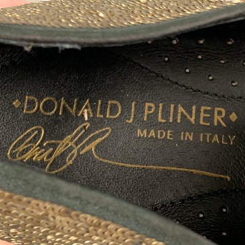 DONALD J PLINER Size 8.5 Gold Silver Beaded Leather Slip On Loafers
