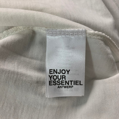 ESSENTIEL Size XL Cream Black Mixed Fabrics Cotton Short Sleeve T-shirt