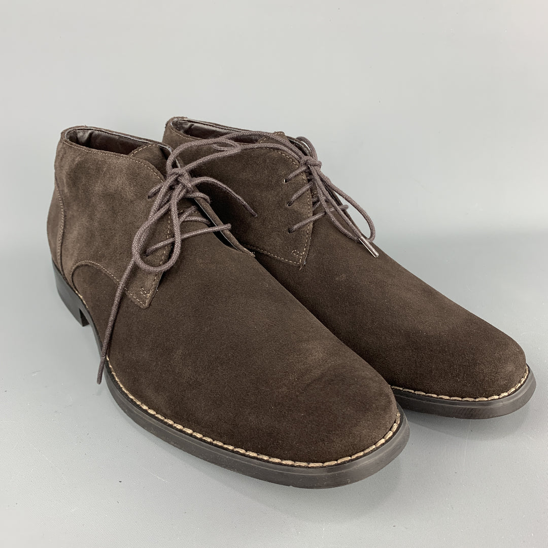 CALVIN KLEIN Size 10.5 Brown Suede Rubber Sole Chukka Boots
