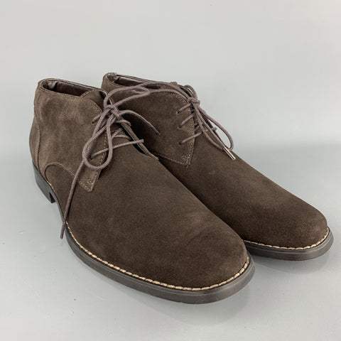 CALVIN KLEIN Taille 10,5 Bottes Chukka en daim marron avec semelle en caoutchouc