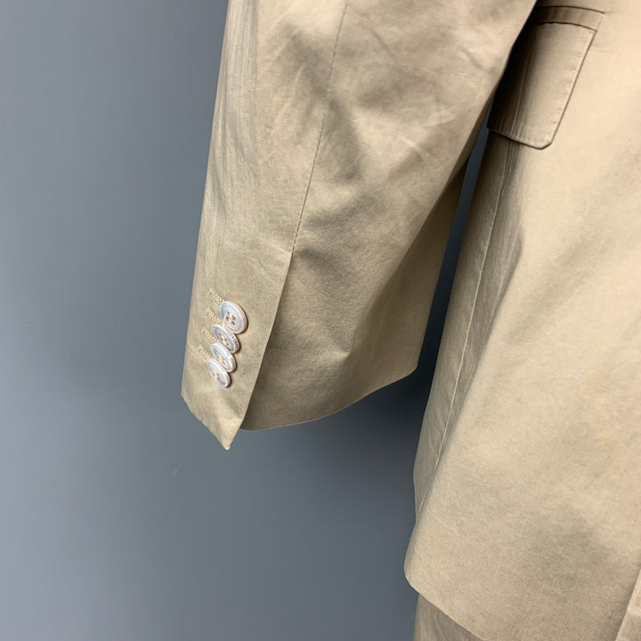 Z ZEGNA City Size 44 Regular Khaki Cotton / Silk Notch Lapel Suit