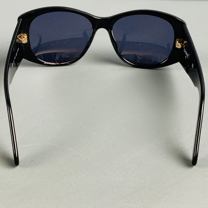 CHANEL Black Gold Logo Acetate Sunglasses