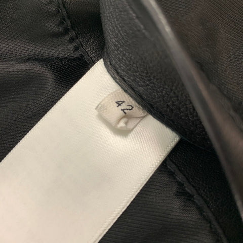 CELINE Size 6 Black Leather Motorcycle Cropped Jacket