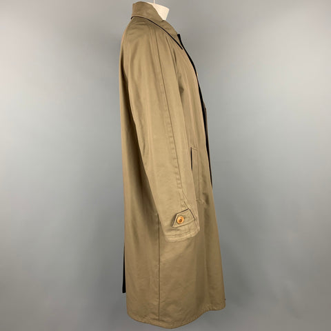 ERMENEGILDO ZEGNA Size L Olive & Black Wool Blend Reversible Coat