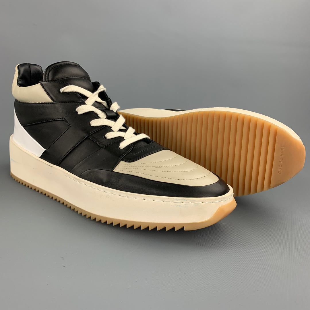 FEAR OF GOD Baskets de basket-ball en cuir noir et beige taille 11