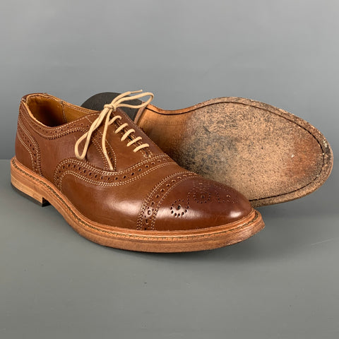 ALLEN EDMONDS Taille 10 Chaussures à lacets en cuir perforé marron à bout droit