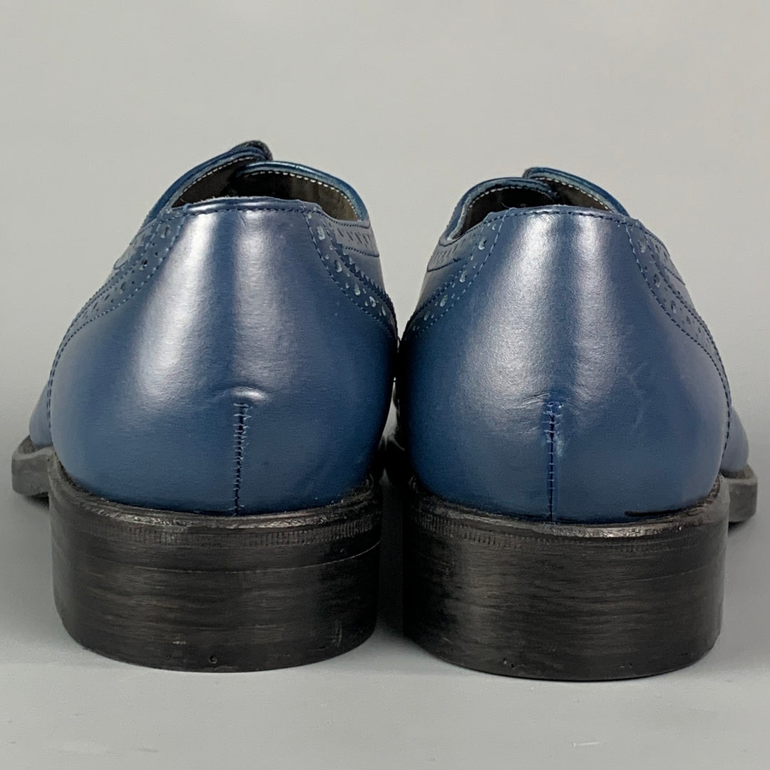 ROBERT CLERGERIE pour J. FENESTRIER Taille 9 Chaussures à lacets en cuir perforé bleu Cap Toe