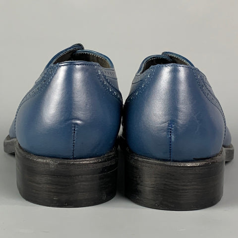 ROBERT CLERGERIE for J. FENESTRIER Size 9 Blue Perforated Leather Cap Toe Lace Up Shoes