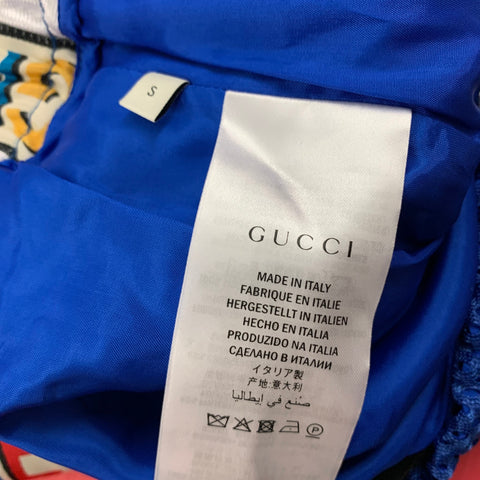 GUCCI 2018 Size S Blue White Graphic Polyester Magnetismo Shorts