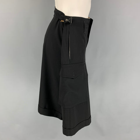 JEAN PAUL GAULTIER Size 30 Black Virgin Wool Wrap Around Shorts