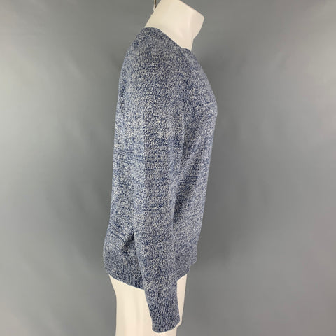 A.P.C. Size S Blue White Knit Camel Hair Crew-Neck Sweater