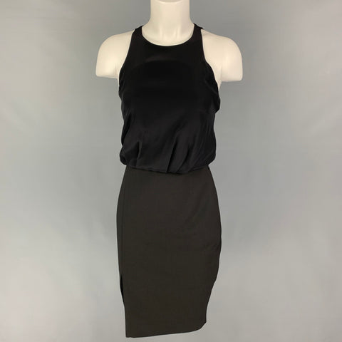 ELIZABETH and JAMES Size 4 Black Polyester Blend Two Tone Sleeveless Dress