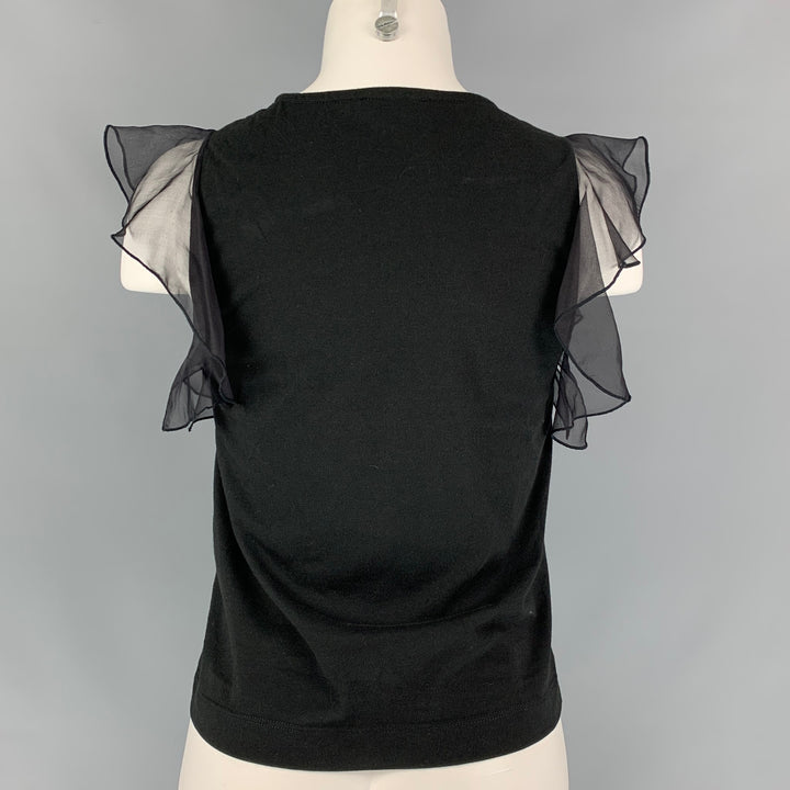 GIAMBATTISTA VALLI Size XXS Black Cotton / Silk Lace Trim Sleeveless Dress Top
