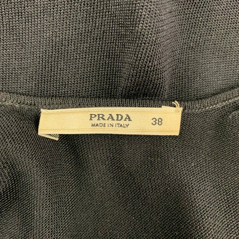 PRADA Size 2 Black Silk Ruffled Camisole Dress Top