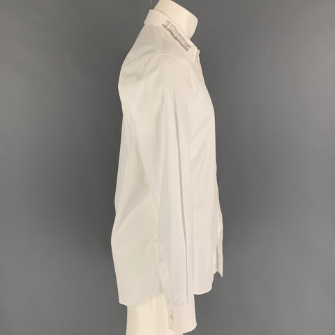 DSQUARED2 Size S White Cotton Hidden Placket Long Sleeve Shirt
