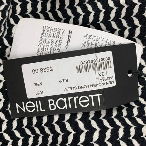 NEIL BARRETT Size XXL Black White Lyocell Cotton Pullover