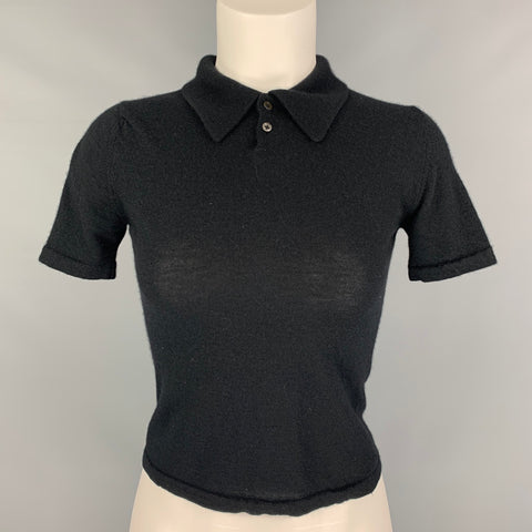 COLECCIÓN RALPH LAUREN Talla S Polo tipo jersey de manga corta de cachemir y seda negro