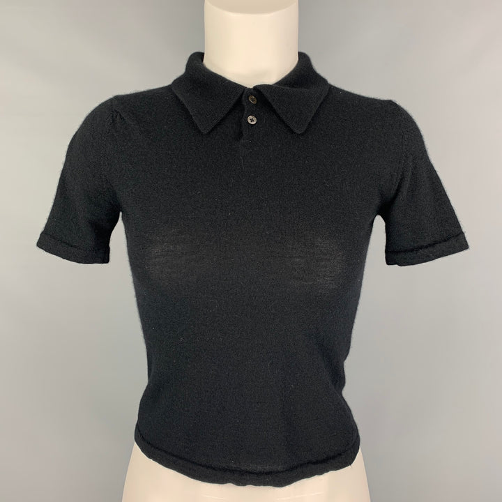 COLECCIÓN RALPH LAUREN Talla S Polo tipo jersey de manga corta de cachemir y seda negro