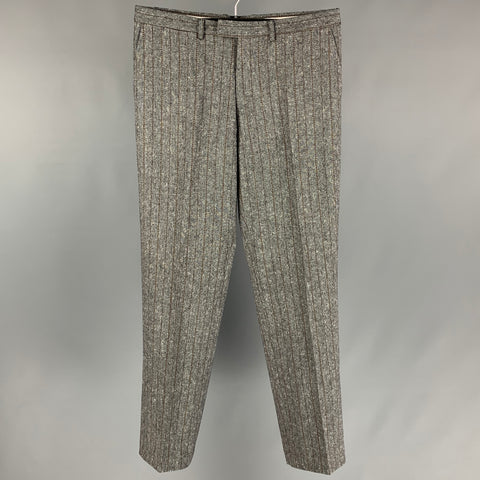 GUCCI Talla 32 Pantalón de vestir de pierna ancha en espiga negro y marrón