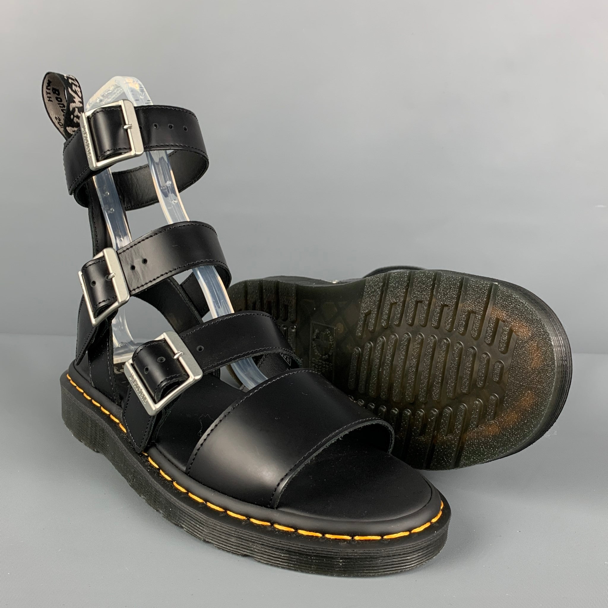 DR. MARTENS x RICK OWENS Gryphon Size 9 Black Leather Gladiator