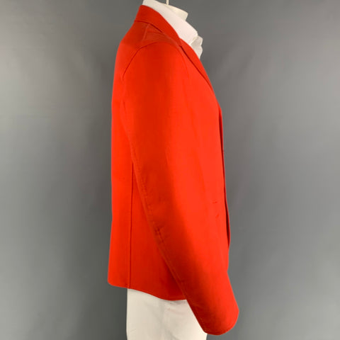 JIL SANDER SS14 Size 44 Orange Cotton Notch Lapel Sport Coat