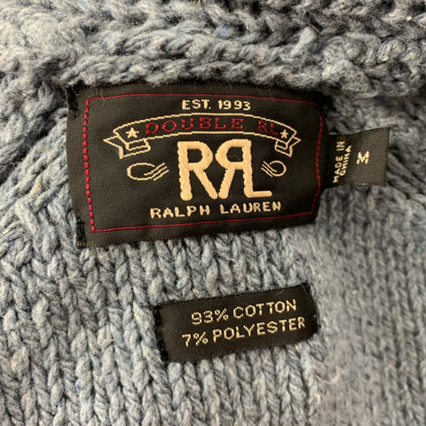 RRL by RALPH LAUREN Size M Powder Blue Knitted Cotton / Polyester Shawl Collar Jacket