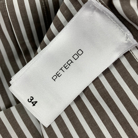 PETER DO Blusa extragrande de popelín de algodón con rayas color topo talla 2
