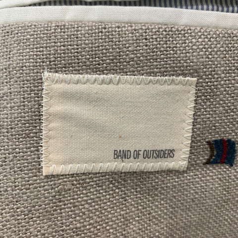 BAND OF OUTSIDERS Oatmeal &  Navy Size 40 Woven Linen Notch Lapel Sport Coat