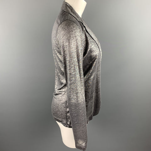 MAJESTIC FILATURES Taille S Veste ouverte en lin métallisé argenté