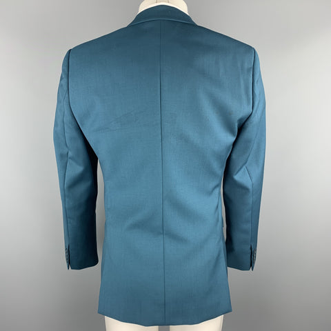 CALVIN KLEIN COLLECTION Size 38 Wool Notch Lapel Teal Sport Coat